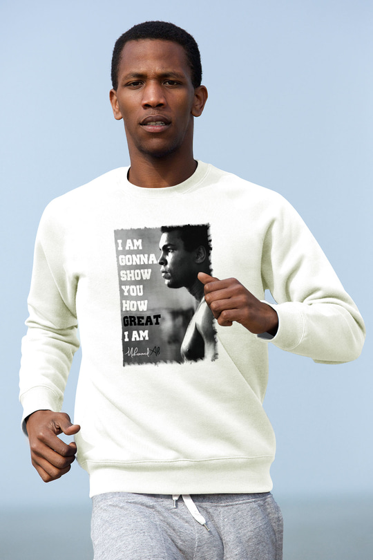 Muhammed Ali Beyaz Unisex Sweatshirt