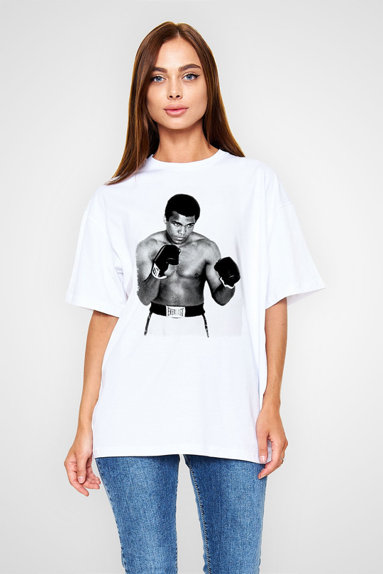 Muhammed Ali Beyaz Oversize Tişört Oversize T-shirt - TişörtFabrikası