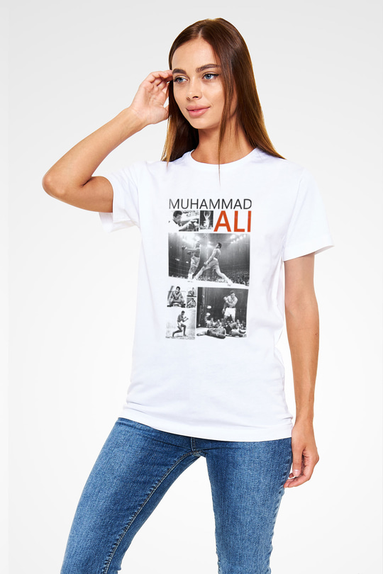 Muhammed Ali Beyaz Unisex Tişört T-Shirt - TişörtFabrikası
