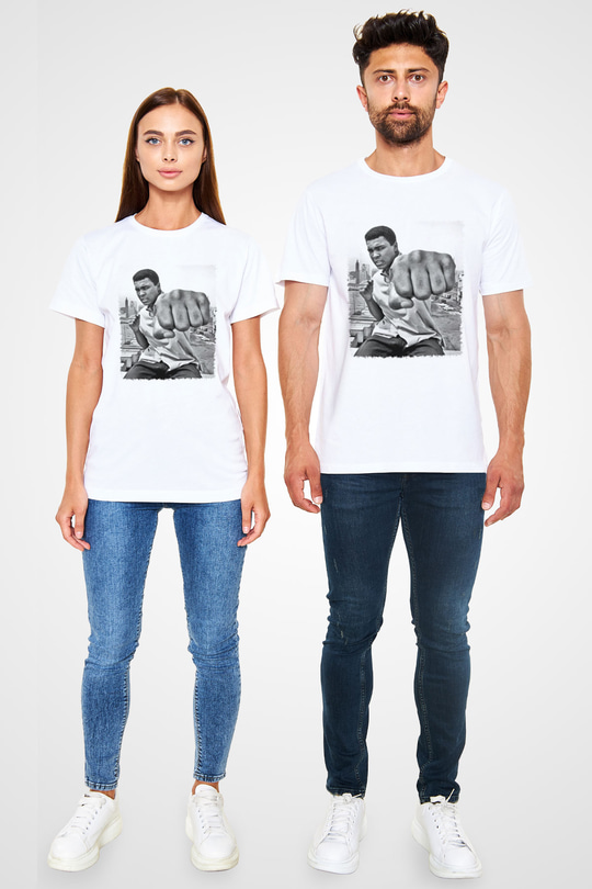 Muhammed Ali Beyaz Unisex Tişört T-Shirt - TişörtFabrikası