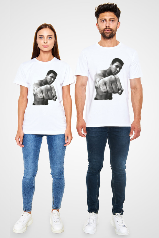 Muhammed Ali Beyaz Unisex Tişört T-Shirt - TişörtFabrikası