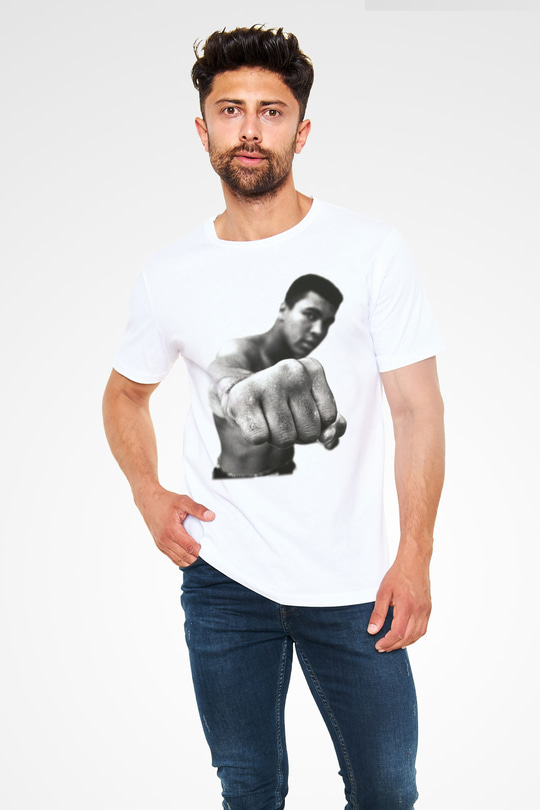 Muhammed Ali Beyaz Unisex Tişört T-Shirt - TişörtFabrikası