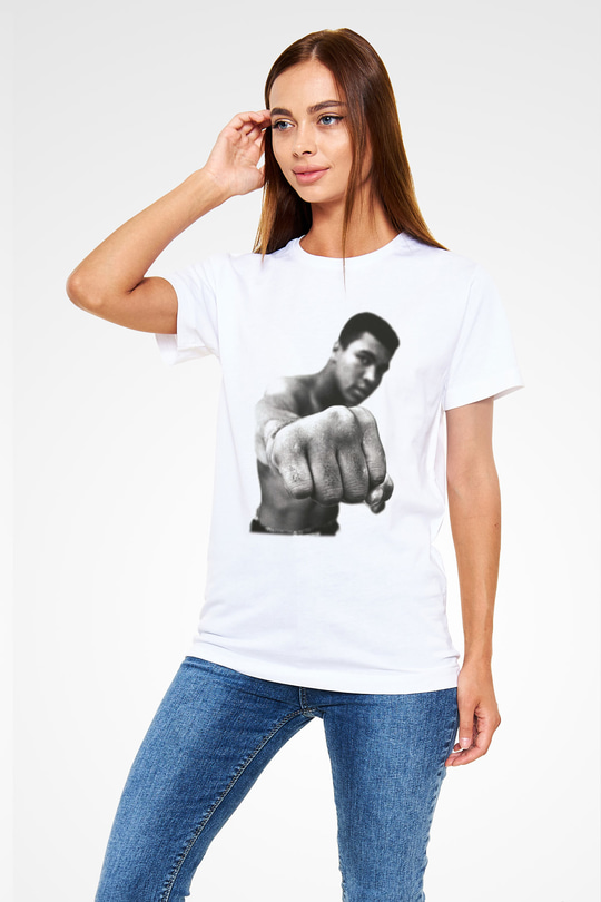 Muhammed Ali Beyaz Unisex Tişört T-Shirt - TişörtFabrikası