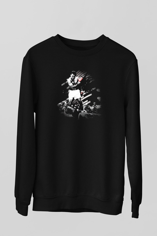 Muhammed Ali Siyah Unisex Sweatshirt