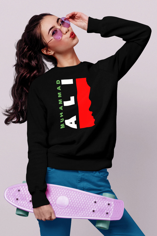 Muhammed Ali Siyah Unisex Sweatshirt