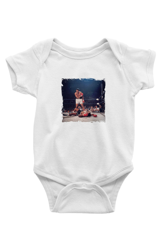 Muhammed Ali Unisex Baskılı Beyaz Bebek Body - Zıbın