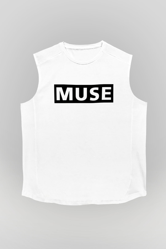 Muse Beyaz Unisex Kolsuz Tişört