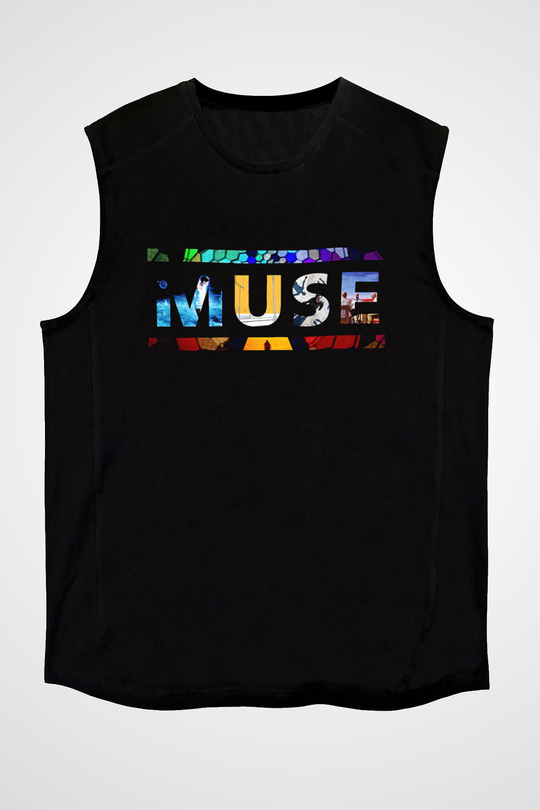 Muse Siyah Unisex Kolsuz Tişört
