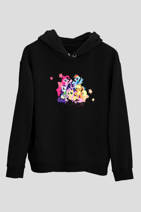 My Little Pony Siyah Unisex Kapüşonlu Sweatshirt