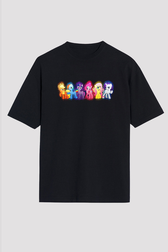 My Little Pony Siyah Unisex Oversize Tişört
