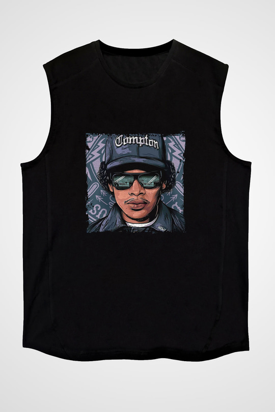 N.W.A Baskılı Unisex Siyah Kolsuz Tişört