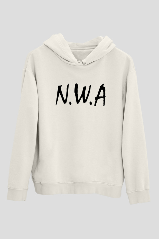 N.W.A Beyaz Unisex Kapşonlu Sweatshirt