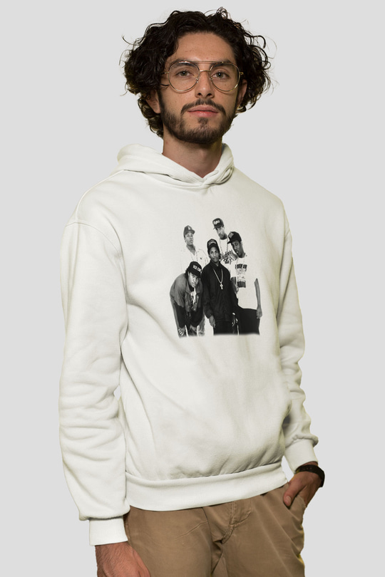 N.W.A Beyaz Unisex Kapşonlu Sweatshirt