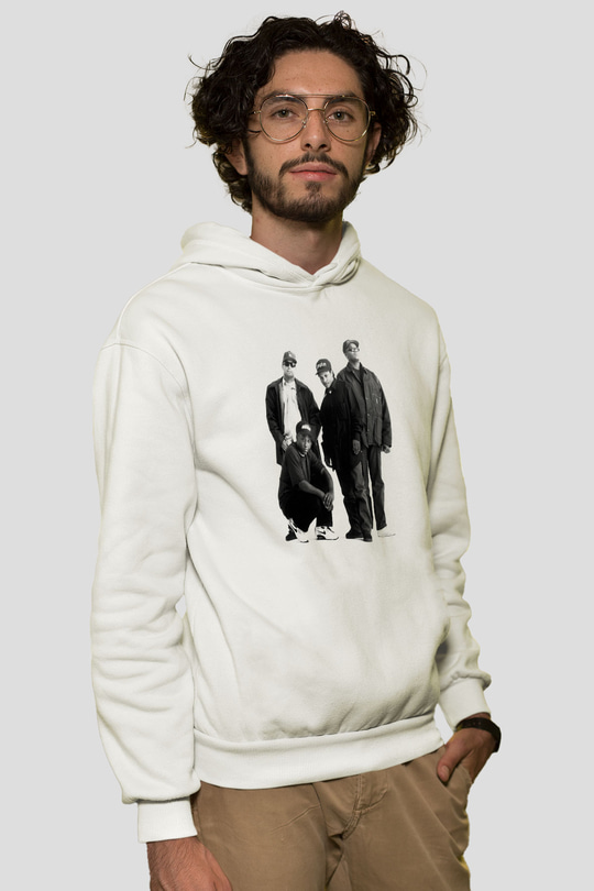 N.W.A Beyaz Unisex Kapüşonlu Sweatshirt