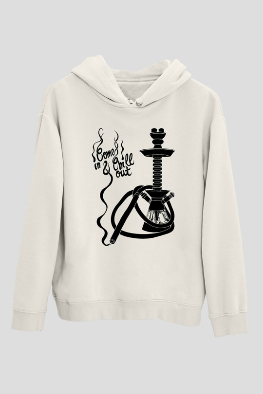 Nargile Beyaz Unisex Kapşonlu Sweatshirt
