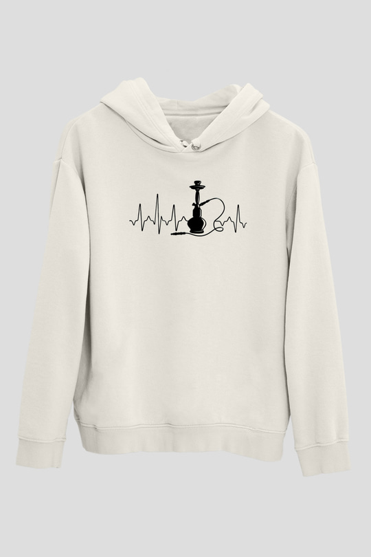 Nargile Beyaz Unisex Kapüşonlu Sweatshirt