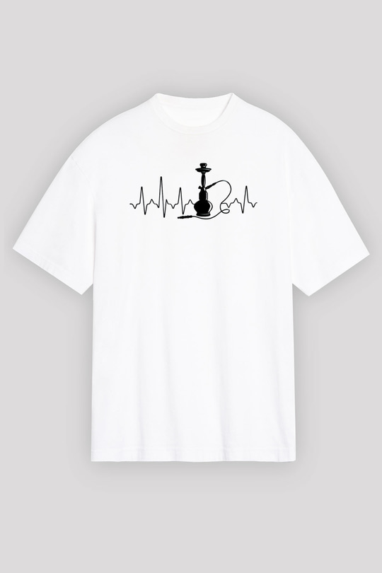 Nargile Beyaz Oversize Tişört Oversize T-shirt - TişörtFabrikası