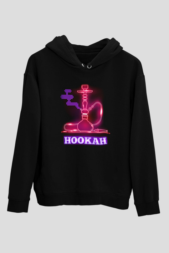 Nargile Siyah Unisex Kapüşonlu Sweatshirt