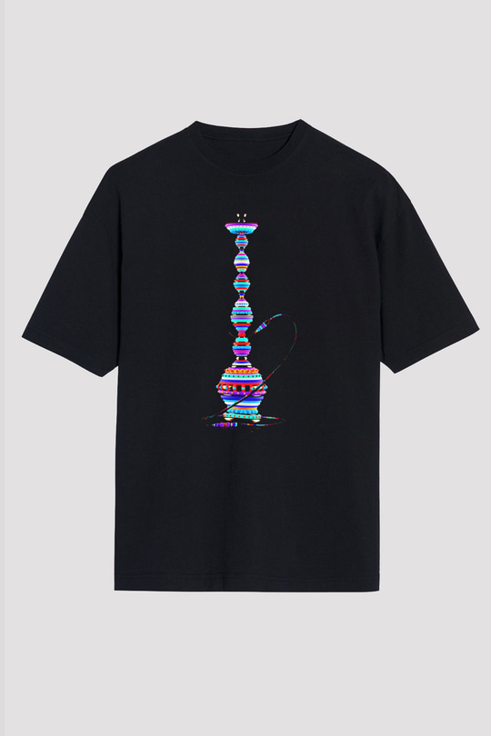 Nargile Siyah Unisex Oversize Tişört T-Shirt
