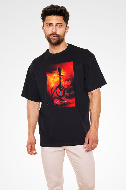 Nargile Siyah Oversize Tişört Oversize T-shirt - TişörtFabrikası