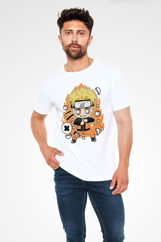 Naruto Baskılı Unisex Beyaz Tshirt