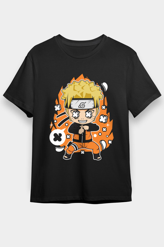 Naruto Baskılı Unisex Siyah Tshirt