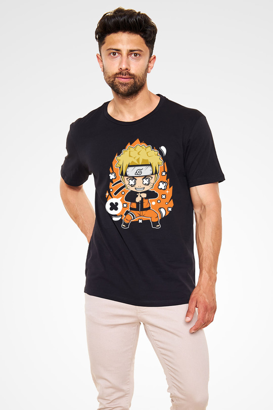 Naruto Baskılı Unisex Siyah Tshirt