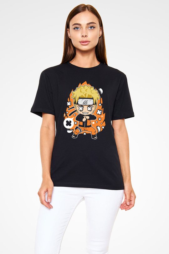 Naruto Baskılı Unisex Siyah Tshirt
