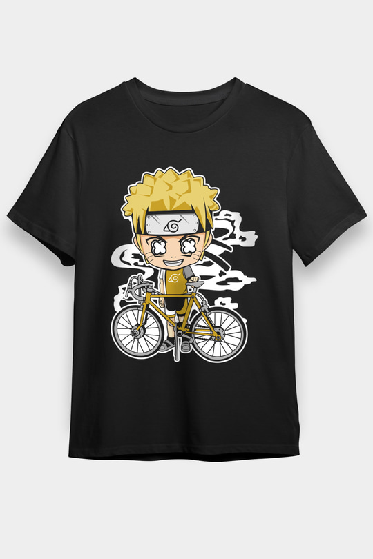 Naruto Bicycle Baskılı Siyah Unisex Tshirt