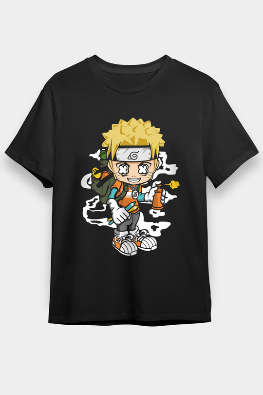 Naruto Bomber Baskılı Unisex Siyah Tshirt
