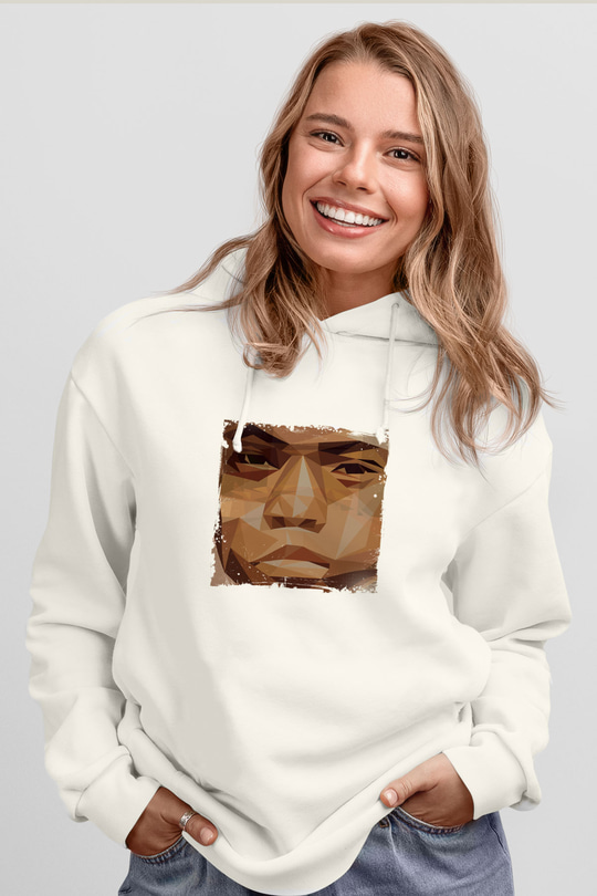 Nas Baskılı Unisex Beyaz Kapüşonlu Sweatshirt