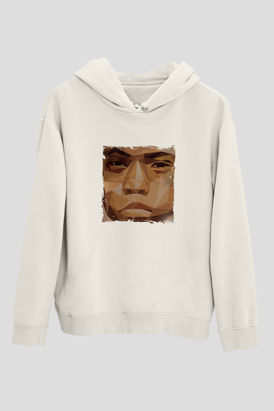 Nas Baskılı Unisex Beyaz Kapüşonlu Sweatshirt