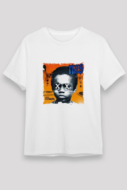 Nas Baskılı Unisex Beyaz Tişört