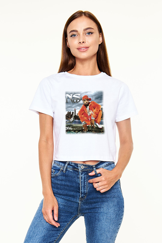 Nas Beyaz Croptop Tişört