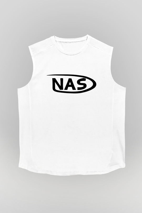 Nas Beyaz Unisex Kolsuz Tişört
