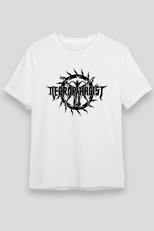 Necrophagist Baskılı Unisex Beyaz Tişört - Tshirt