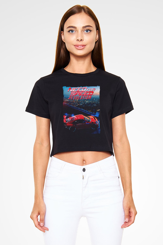 Need for Speed Siyah  Crop Top Tişört