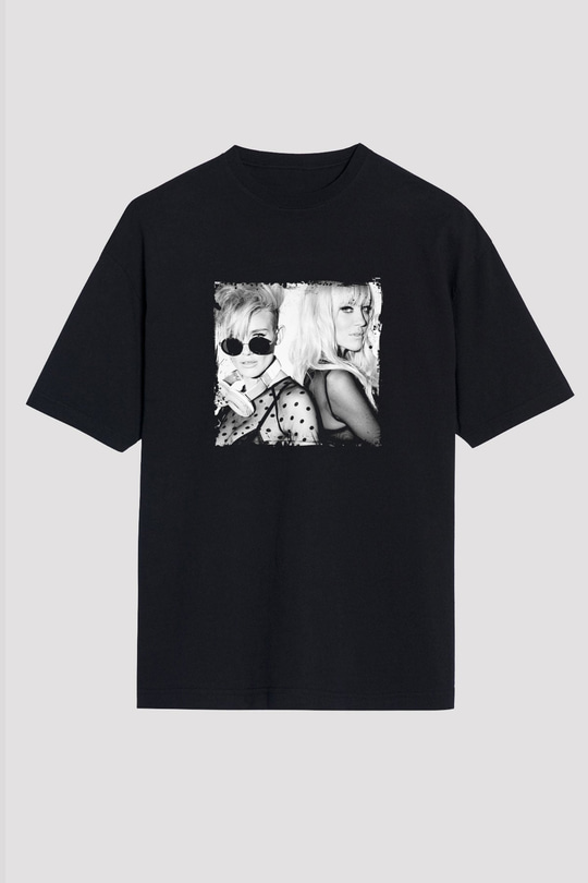 Nervo Baskılı Unisex Oversize Siyah Tişört