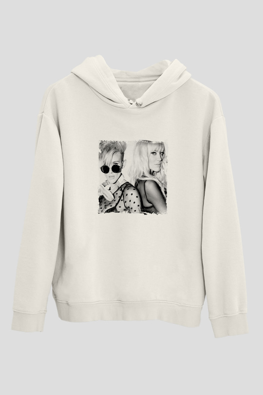 NervoBaskılı Beyaz Hoodie