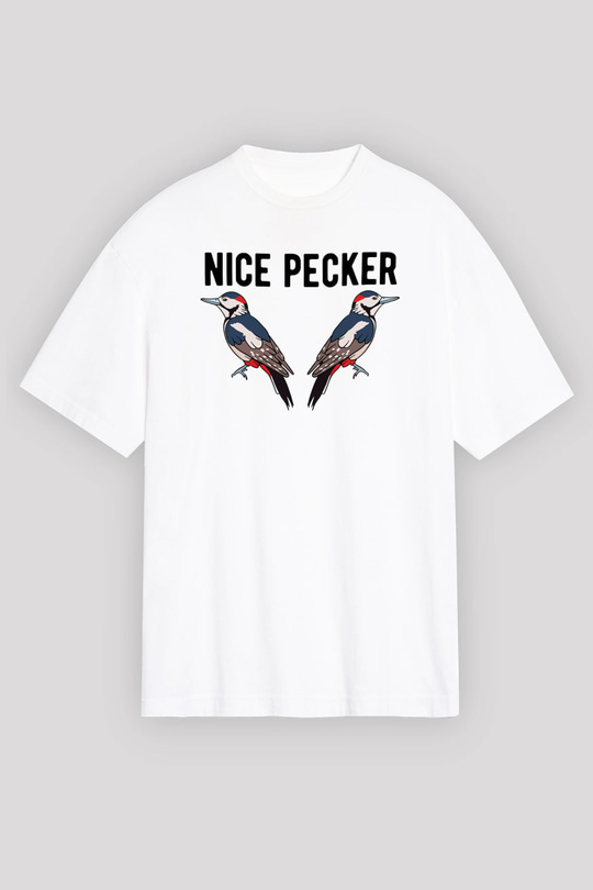 Nice Pecker Baskılı Oversize Beyaz Tişört