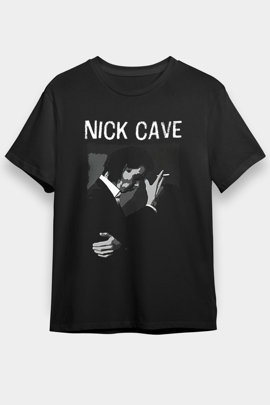 Nick Cave Baskılı Unisex Siyah Tişört - Tshirt