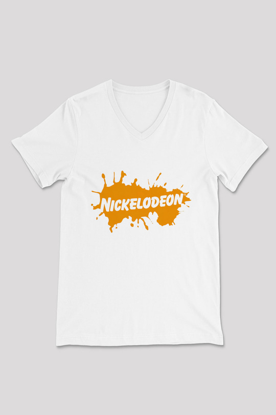 Nickelodeon Beyaz Unisex V Yaka Tişört T-Shirt