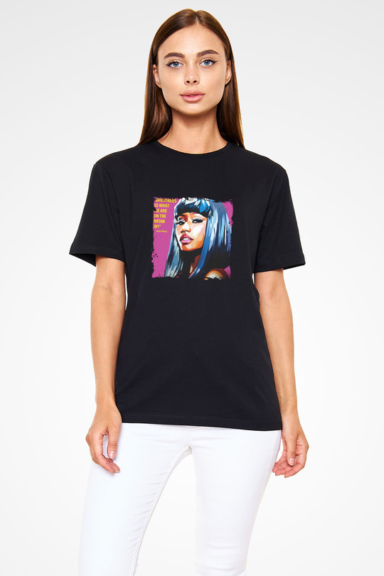 Nicki Minaj Baskılı Unisex Siyah Tişört