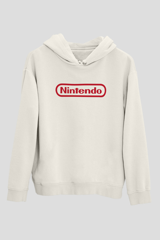 Nintendo Beyaz Unisex Kapşonlu Sweatshirt