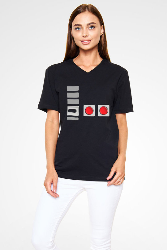 Nintendo Siyah Unisex  V Yaka Tişört
