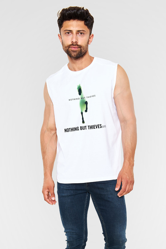 Nothing But Thieves Baskılı Beyaz Unisex Kolsuz Tişört - Tshirt