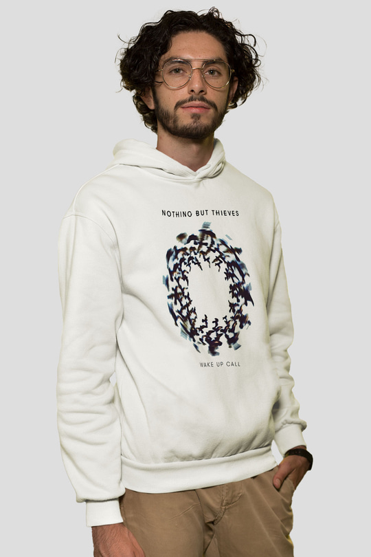 Nothing But Thieves Baskılı Beyaz Unisex Kapüşonlu Sweatshirt
