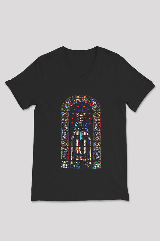 Notre Dame Katedrali Siyah Unisex V Yaka Tişört T-Shirt