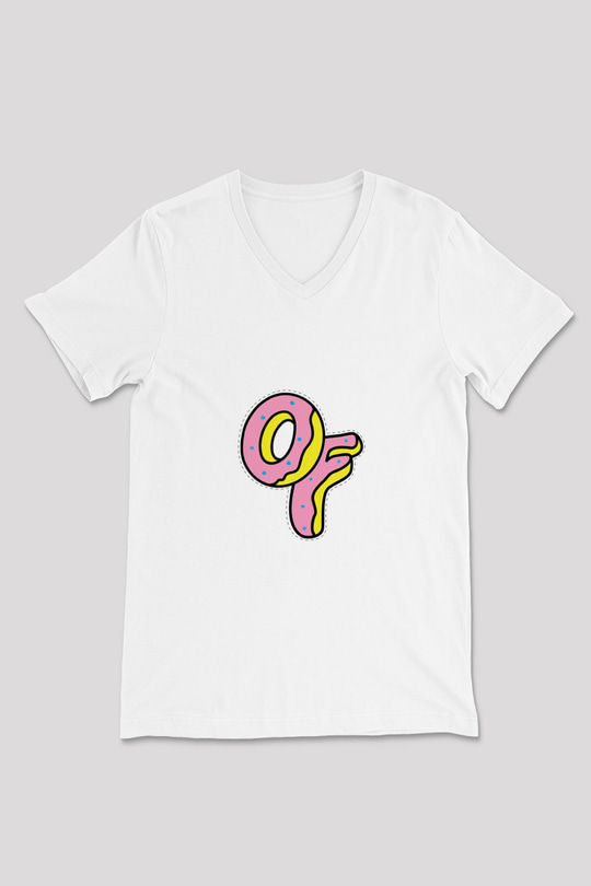 Odd Future Baskılı Beyaz V Yaka Unisex Tişört