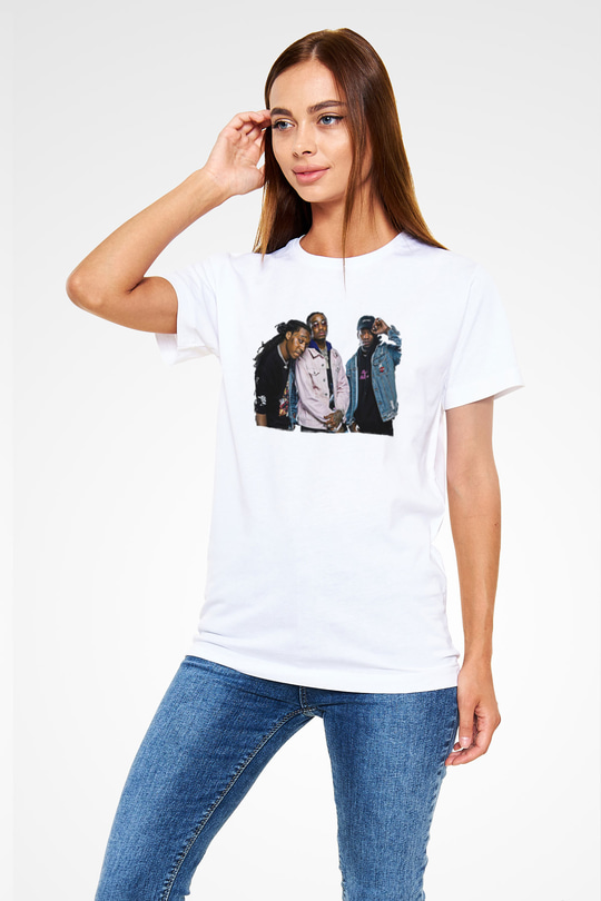 Offset Baskılı Unisex Beyaz Tişört - Tshirt